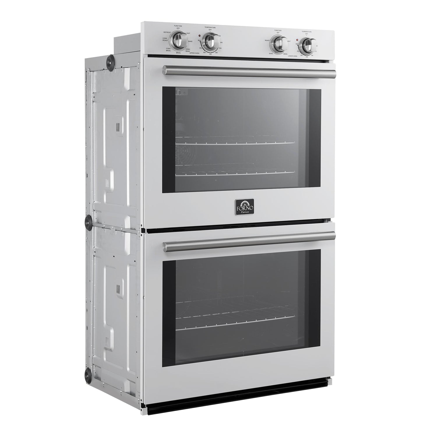 Forno FBOEL132430WHT Forno Vomero 30-Inch Double Wall Oven, White, 10 Cu.Ft Total Capacity, 7100W Convection, Mechanical Controls, Manuel Steam Clean