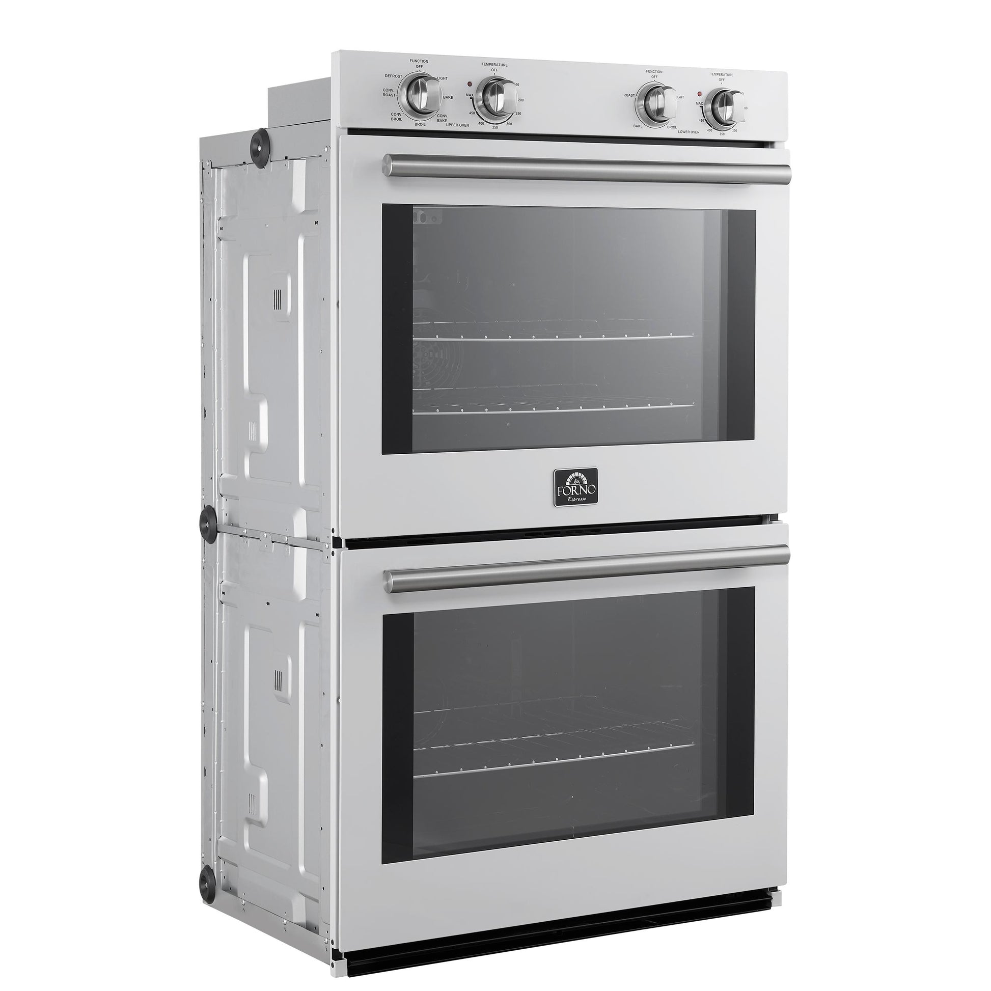 Forno FBOEL132430WHT Forno Vomero 30-Inch Double Wall Oven, White, 10 Cu.Ft Total Capacity, 7100W Convection, Mechanical Controls, Manuel Steam Clean