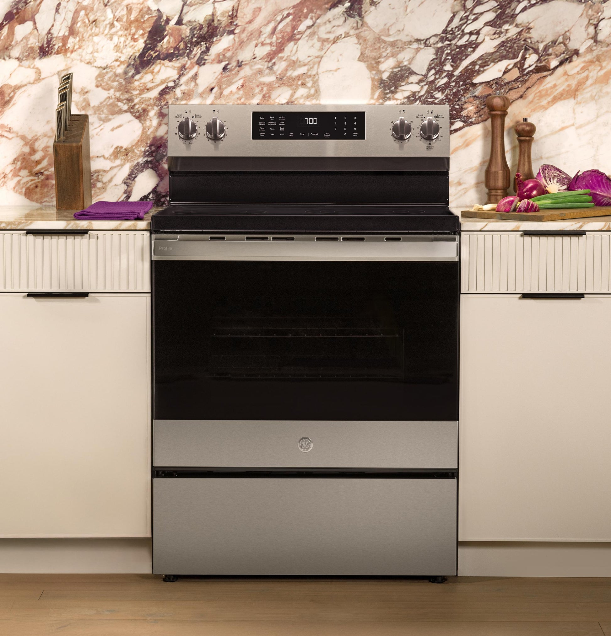 Ge Appliances PRF700AYFS Ge Profile™ Energy Star® 30" Smart Free-Standing Electric Convection Range With No Preheat Air Fry And Easywash™ Oven Tray