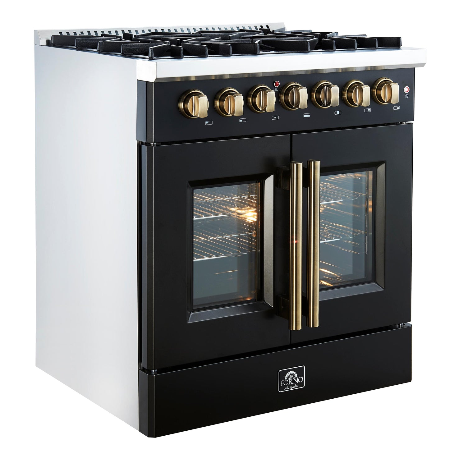 Forno FFSGS635630BLK Forno Galiano 30-Inch Freestanding French Door Dual Fuel Range Black