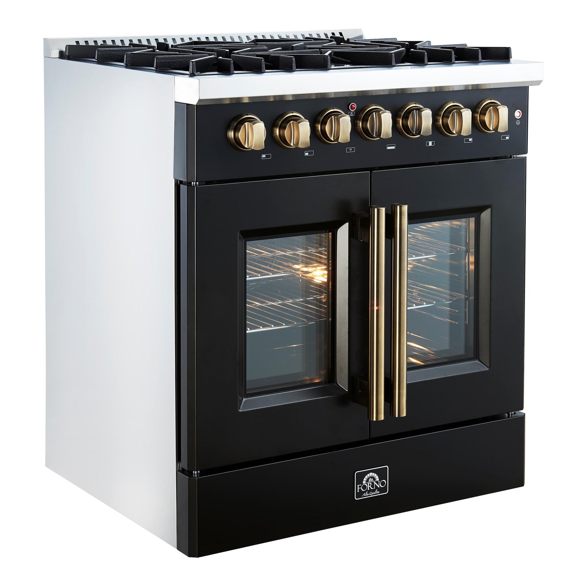 Forno FFSGS635630BLK Forno Galiano 30-Inch Freestanding French Door Dual Fuel Range Black