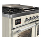 Ilve UMD40FNR3AWCLP Ilve Umd40Fnr3Awclp Majestic Iii 40 Inch Dual Fuel Range With 6 Burners And Griddle, Dual Function Burner Up To 25,000 Btu (Liquid Propane, Triple Glass Door, Antique White, Chrome)