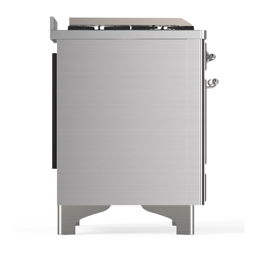 Ilve UM60FSQNR3SSCLP Ilve Um60Fsqnr3Ssclp Majestic Iii 60 Inch Dual Fuel Range With 7 Burners, Griddle And French Top, Dual Function Burner With Up To 25,000 Btu (Liquid Propane, Solid Door, Stainless Steel, Chrome)