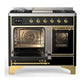 Ilve UMD40FNR3BKG Ilve Umd40Fnr3Bkg Majestic Iii 40 Inch Dual Fuel Range With 6 Burners And Griddle, Dual Function Burner Up To 25,000 Btu (Natural Gas, Triple Glass Door, Glossy Black, Brass)