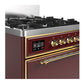 Ilve UM30QNR3BUG Ilve Um30Qnr3Bug Majestic Iii 30 Inch Dual Fuel Range With 5 Black Brass Burners, Dual Function Burner Up To 25,000 Btu (Natural Gas, Solid Door, Burgundy, Brass)