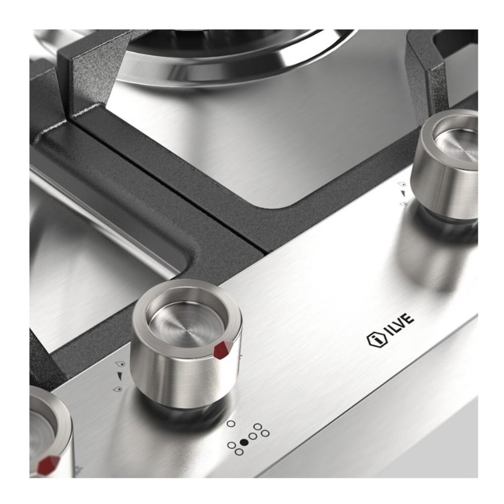 Ilve UHCPMT125FSSLP Ilve Uhcpmt125Fsslp Panoramagic 48 Inch Built-In Gas Cooktop With Total Black Brass Burners, In Stainless Steel (6 Sealed Burners + Left Griddle, Liquid Propane)