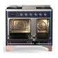 Ilve UMD40FNR3MBPLP Ilve Umd40Fnr3Mbplp Majestic Iii 40 Inch Dual Fuel Range With 6 Burners And Griddle, Dual Function Burner Up To 25,000 Btu (Liquid Propane, Triple Glass Door, Midnight Blue, Copper)