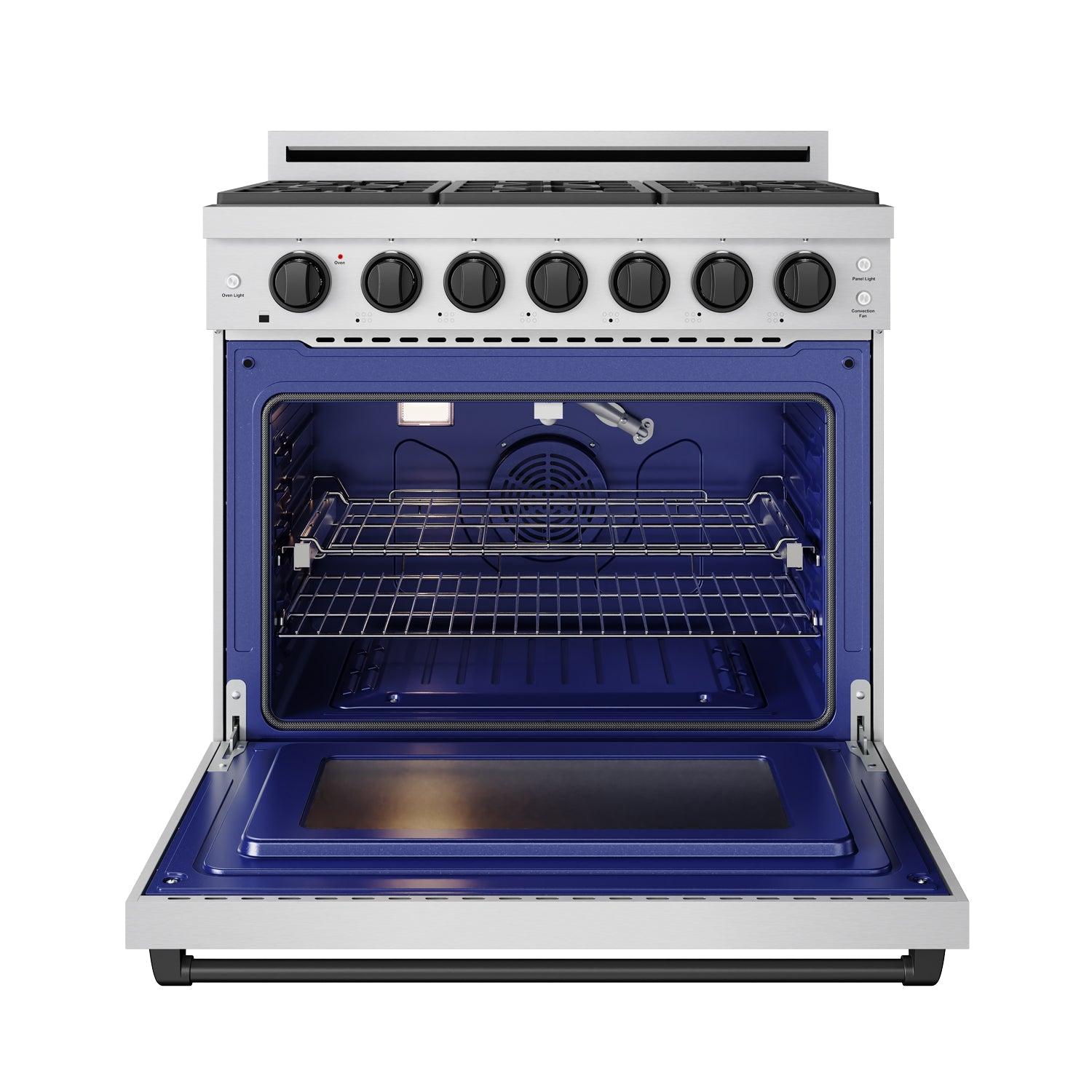 Thor Kitchen RSG36PBLK 36 Inch Professional Gas Range With Precision Knob In Stainless Steel And Black Gordon Ramsay Series