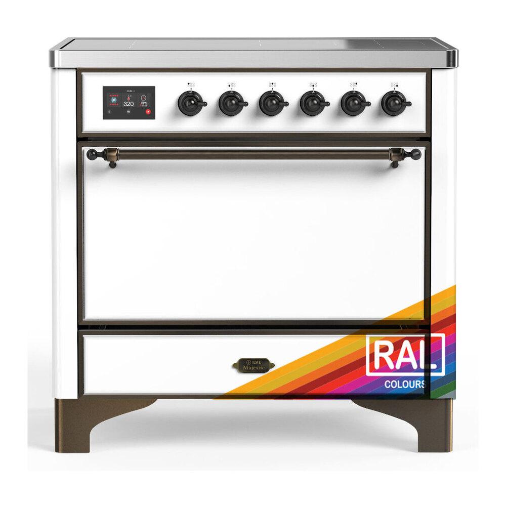 Ilve UMIB36QNR3RAB Ilve Umib36Qnr3Rab Majestic Iii 36 Inch Induction Range With 6 Elements, 3.5 Cu. Ft. Total Oven Capacity (Solid Door, Ral, Burnished)