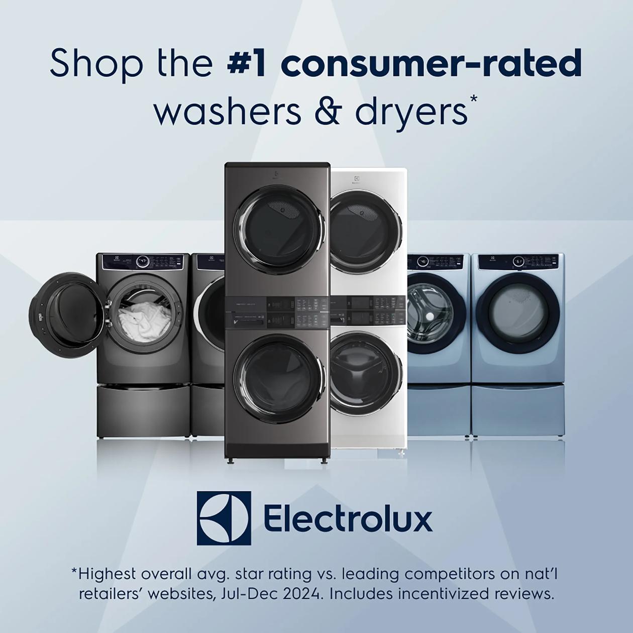 Electrolux ELTE7300AD Laundry Tower Single Unit Front Load 4.4 Cu. Ft. Washer & 8 Cu. Ft. Electric Dryer