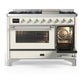 Ilve UM48FNR3AWCLP Ilve Um48Fnr3Awclp Majestic Iii 48 Inch Dual Fuel Range With 8 Burners And Griddle, Dual Function Burner Up To 25,000 Btu (Liquid Propane, Triple Glass Door, Antique White, Chrome)