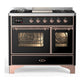Ilve UMD40FNR3BKP Ilve Umd40Fnr3Bkp Majestic Iii 40 Inch Dual Fuel Range With 6 Burners And Griddle, Dual Function Burner Up To 25,000 Btu (Natural Gas, Triple Glass Door, Glossy Black, Copper)