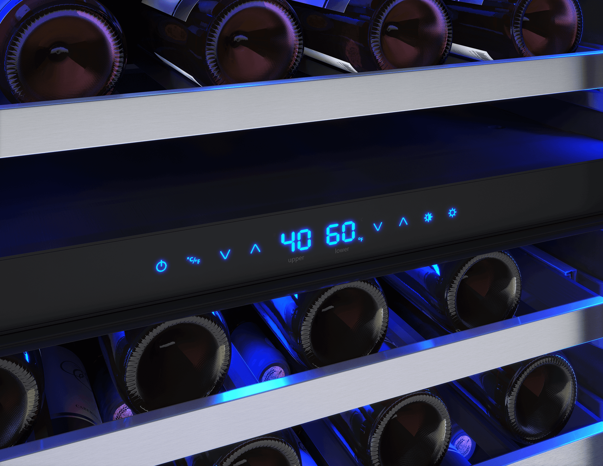 Zephyr PRPW24C02CG Presrv Pro Wine Cooler, 24In Under Cabinet, Ss+Glass, Reverse Door, 2 Zone