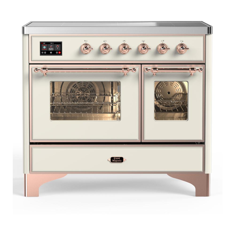 Ilve UMDIB40NR3AWP Ilve Umdib40Nr3Awp Majestic Iii 40 Inch Induction Range With 6 Elements, 3.82 Cu. Ft. Total Oven Capacity (Triple Glass Door, Antique White, Copper)