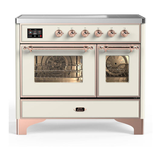 Ilve UMDIB40NR3AWP Ilve Umdib40Nr3Awp Majestic Iii 40 Inch Induction Range With 6 Elements, 3.82 Cu. Ft. Total Oven Capacity (Triple Glass Door, Antique White, Copper)