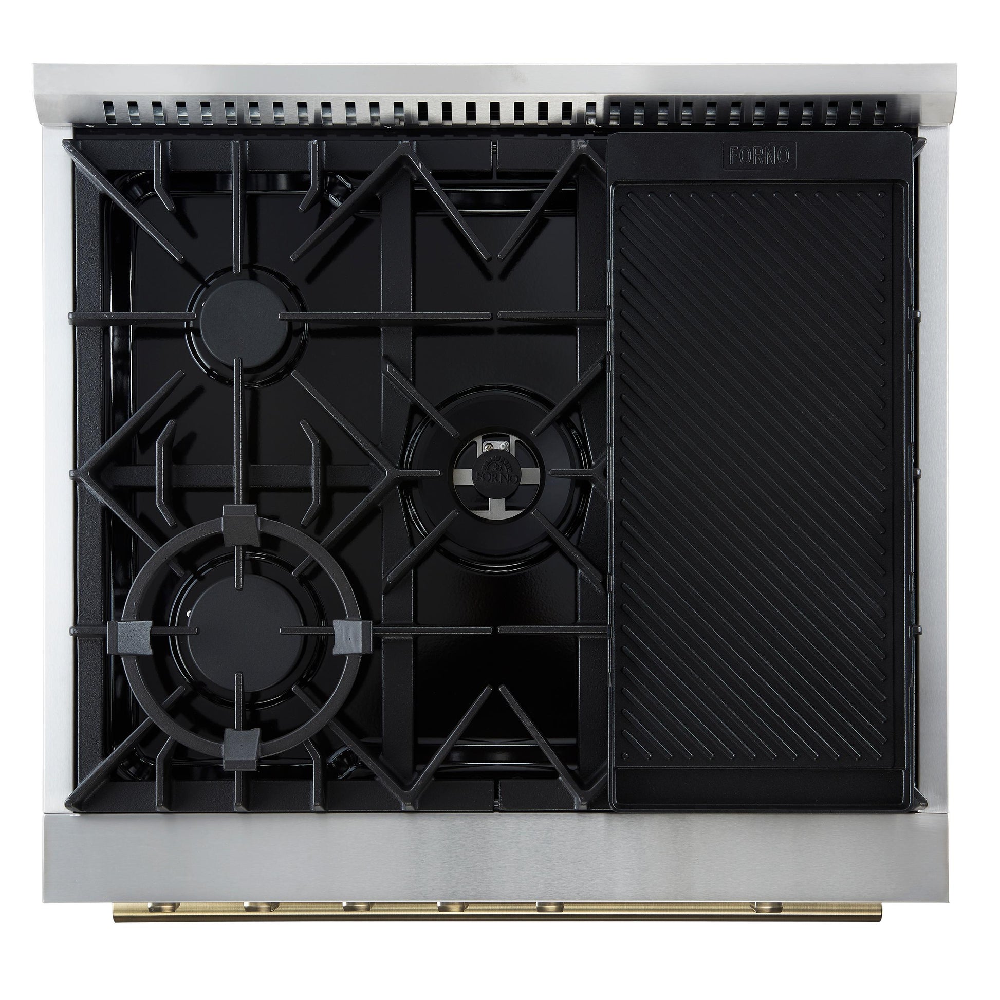 Forno FFSGS627430WHT Giovanni 30-Inch Gas Range White & Antique Brass Design, 5 Burners 67,000 Btu, 4.32 Cu.Ft. Convection Oven
