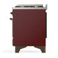 Ilve UM36FNR3BUBLP Ilve Um36Fnr3Bublp Majestic Iii 36 Inch Dual Fuel Range With 6 Black Brass Burners And Griddle, Dual Function Burner Up To 25,000 Btu (Triple Glass Door, Burgundy, Burnished, Liquid Propane)