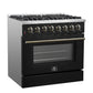 Forno FFSGS615636BLK Forno Galiano 36-Inch Dual Fuel Range In Black & Antique Brass Design, 6 Sealed Burners 83,000 Btu, 5.36 Cu.Ft. True Convection Oven