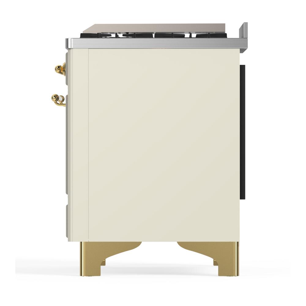 Ilve UM36FNR3AWGLP Ilve Um36Fnr3Awglp Majestic Iii 36 Inch Dual Fuel Range With 6 Black Brass Burners And Griddle, Dual Function Burner Up To 25,000 Btu (Triple Glass Door, Antique White, Brass, Liquid Propane)