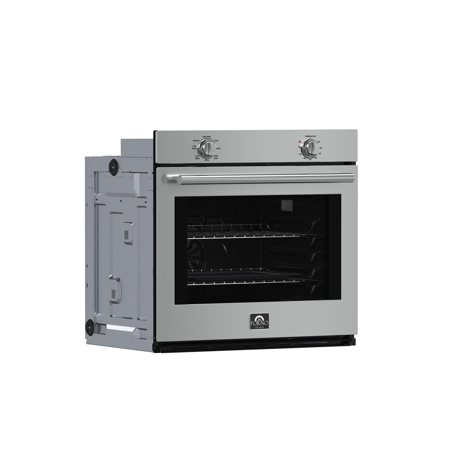 Forno FBOEL137030 Forno Vomero 30-Inch Wall Oven, Stainless Steel, 5 Cu.Ft Capacity, 3550 Watts Convection, Mechanical Controls, Self-Cleaning Function
