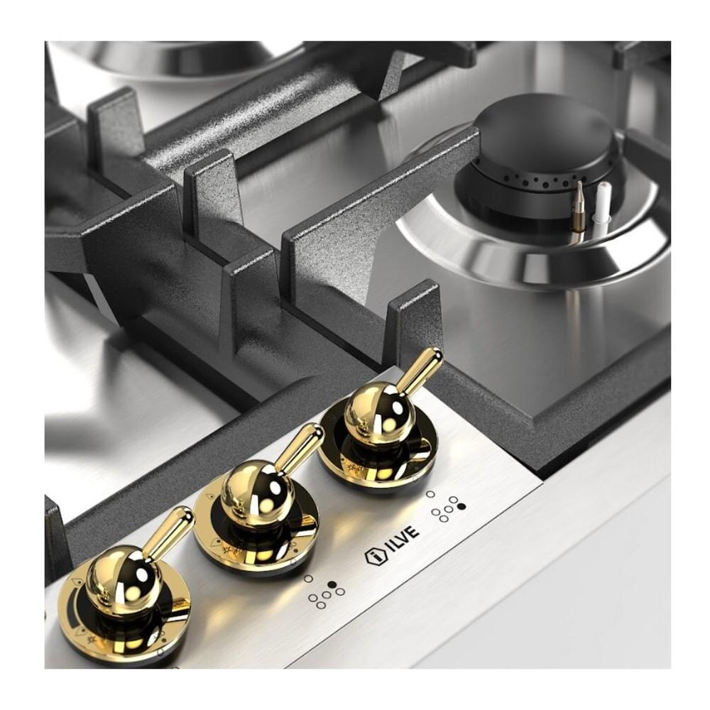 Ilve UHCPT95FNSSGLP Ilve Uhcpt95Fnssglp Nostalgie Ii 36 Inch Built-In Gas Cooktop With Total Black Brass Burners, In Stainless Steel (5 Sealed Burners + Griddle, Liquid Propane, Brass)