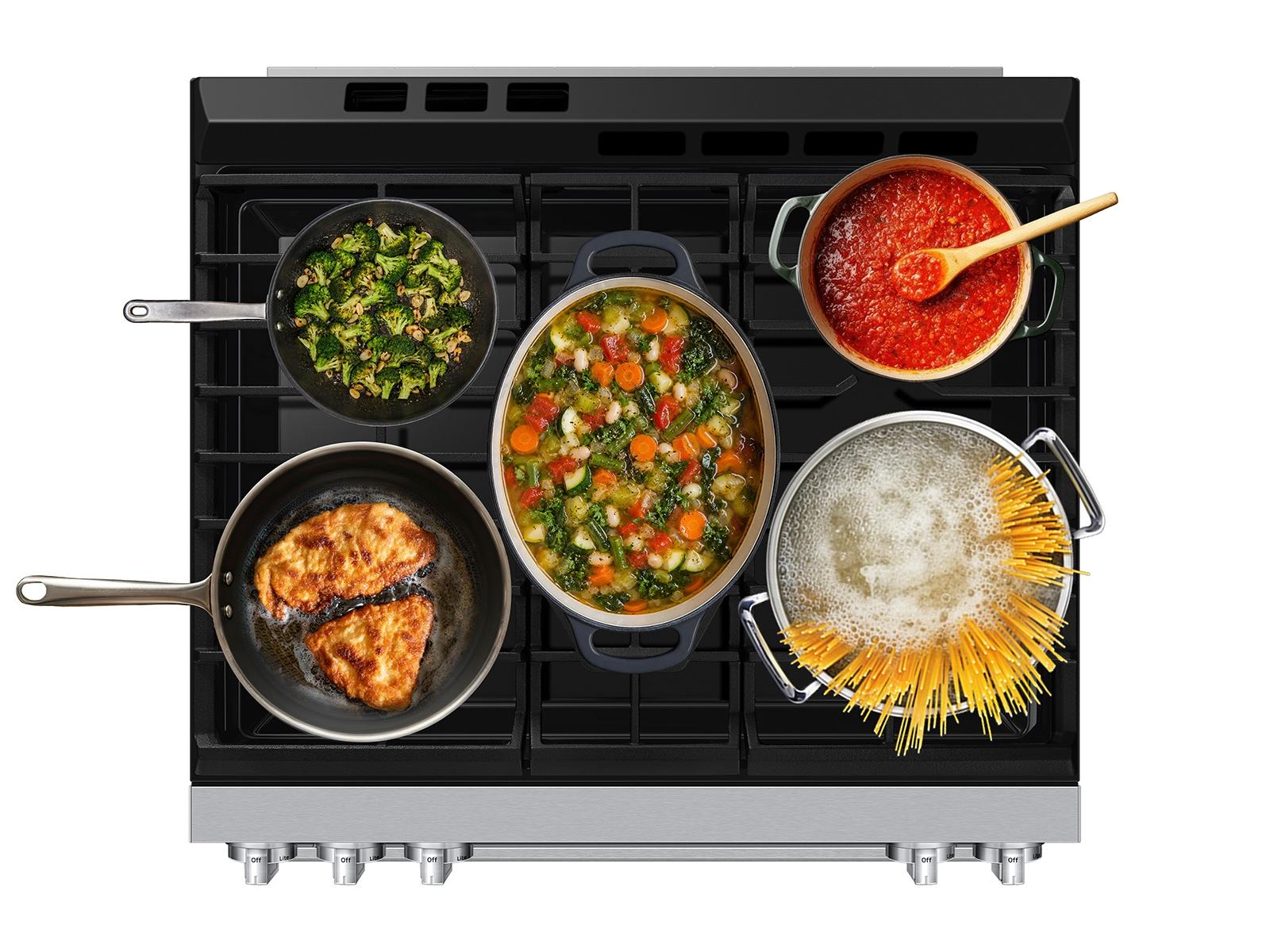 Samsung NSG90H63SR Bespoke Smart Slide-In Dual Fuel Range Pro Style Elite Design Illuminated Knobs Air Fry Max
