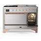 Ilve UM48FSQNR3SSPLP Ilve Um48Fsqnr3Ssplp Majestic Iii 48 Inch Dual Fuel Range With 5 Black Brass Burners, Griddle And French Top, Dual Function Burner Up To 25,000 Btu (Liquid Propane, Solid Door, Stainless Steel, Copper)