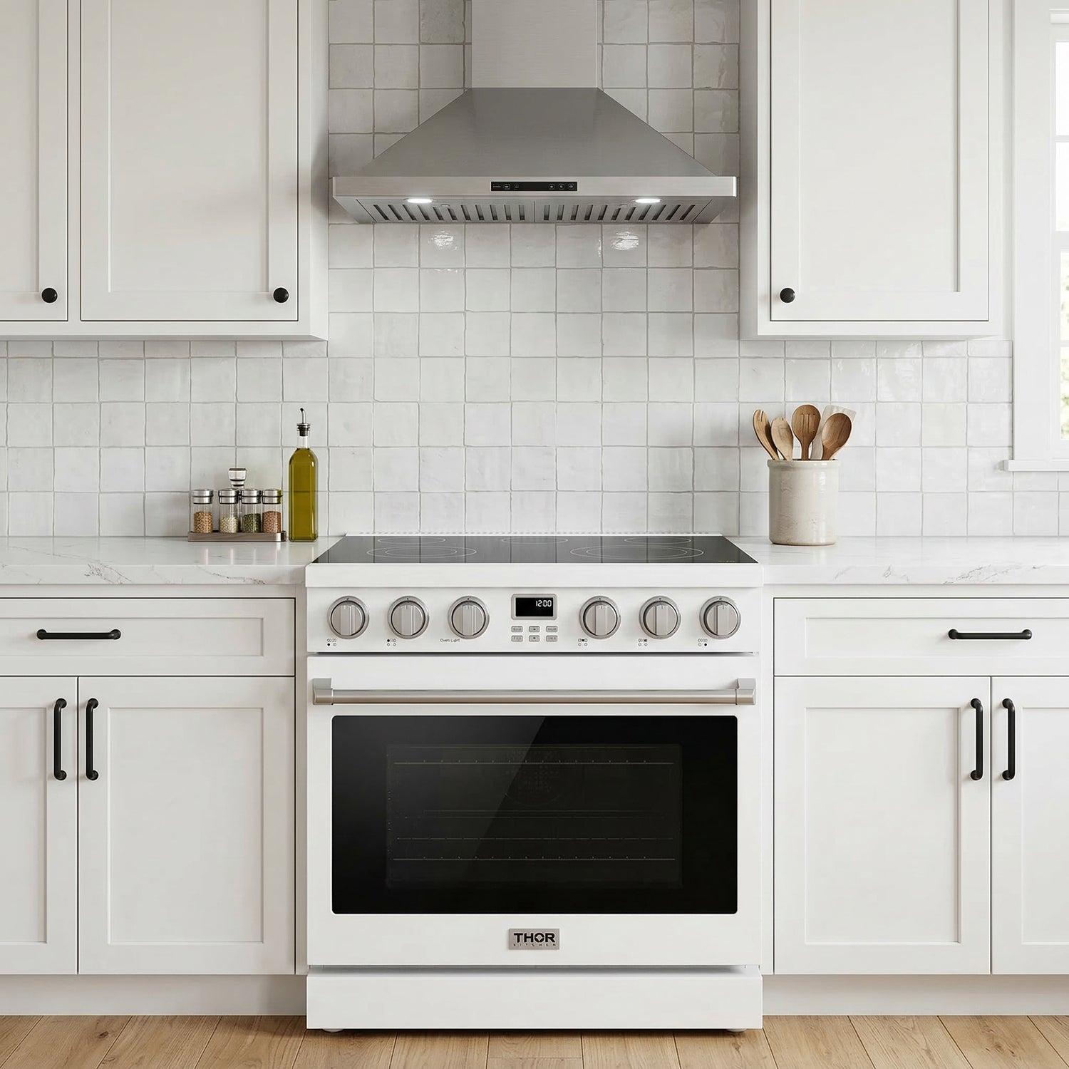 Thor Kitchen ARE36W 36 Inch Electric Range In White - Contemporary Professional