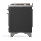 Ilve UMD40FNR3MGC Ilve Umd40Fnr3Mgc Majestic Iii 40 Inch Dual Fuel Range With 6 Burners And Griddle, Dual Function Burner Up To 25,000 Btu (Natural Gas, Triple Glass Door, Graphite Matte, Chrome)