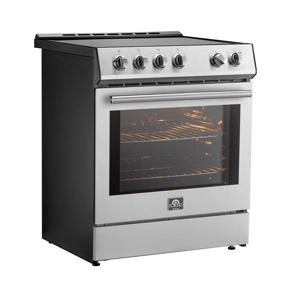 Forno FFSIN098230 Forno Leonardo Espresso 30-Inch Slide-In Stainless Steel Induction Range, Convection Oven, 5 Cooking Zones