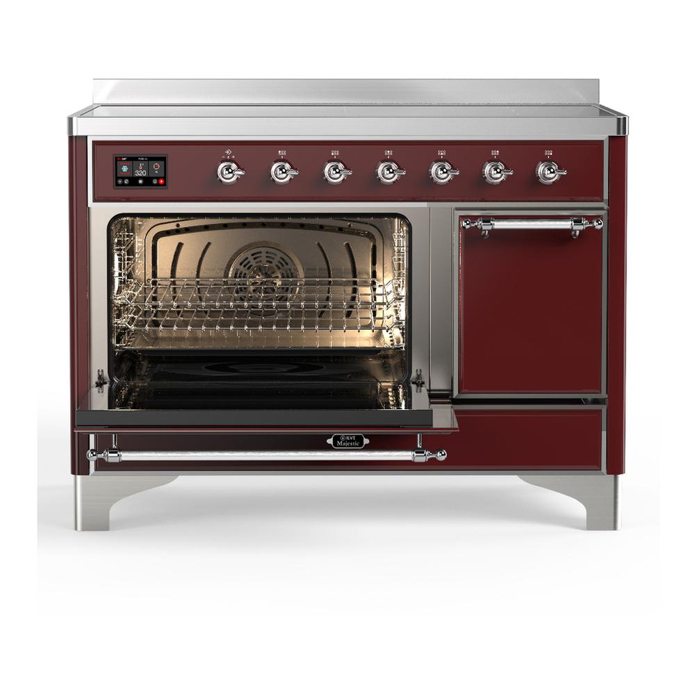 Ilve UMIB48QNR3BUC Ilve Umib48Qnr3Buc Majestic Iii 48 Inch Induction Range With 6 Elements, 5.02 Cu. Ft. Total Oven Capacity (Solid Door, Burgundy, Chrome)