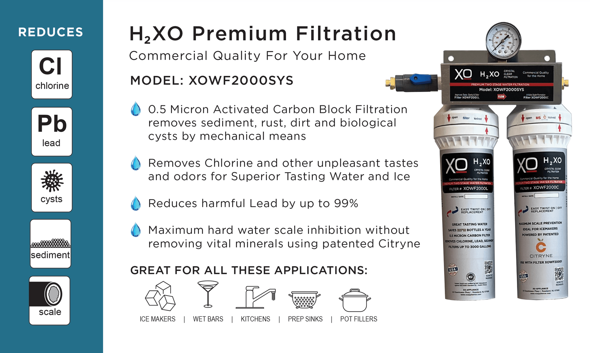 Xo Appliance XOWF2000SYS Dual Stage Home Water Filtration System