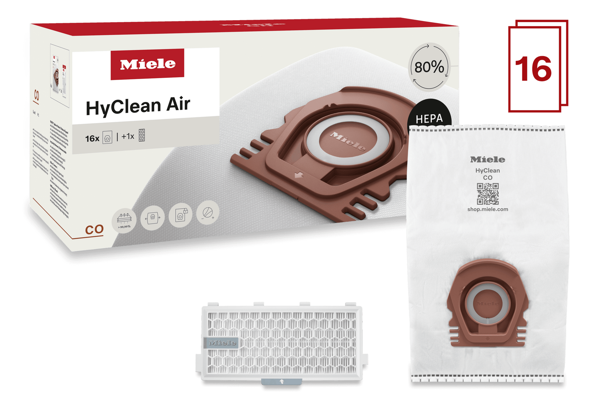 Miele COPERFORMANCEPACKHYCLEANAIR 16 Vacuum Bags And A Hepa Filter At A Special Price - For Guard M1.