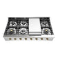 Ilve UHCP48FNSSGLP Ilve Uhcp48Fnssglp Nostalgie Ii 48 Inch Built-In Gas Rangetop With Griddle, In Stainless Steel (Liquid Propane, Brass)