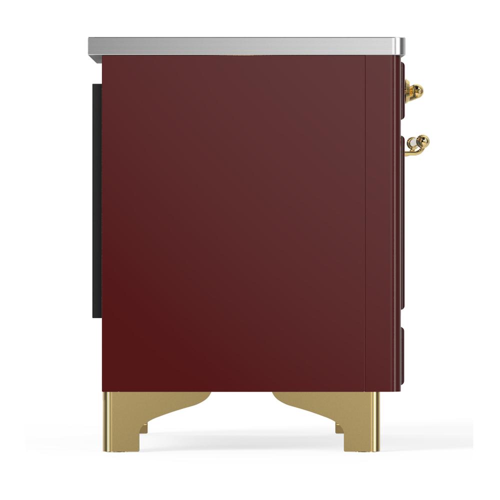 Ilve UMDIB40NR3BUG Ilve Umdib40Nr3Bug Majestic Iii 40 Inch Induction Range With 6 Elements, 3.82 Cu. Ft. Total Oven Capacity (Triple Glass Door, Burgundy, Brass)