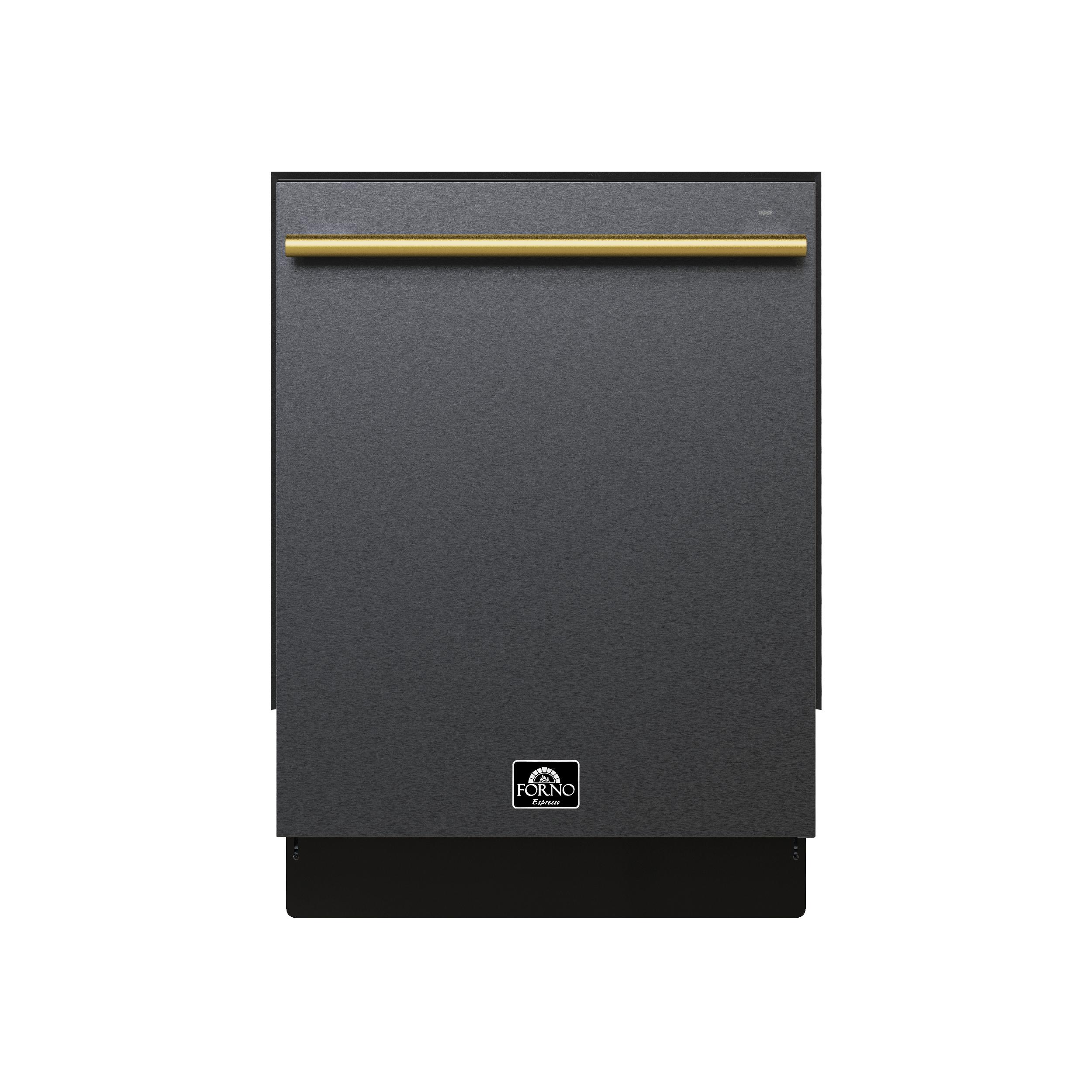 Forno FDWBI803524BLK Forno Romano Espresso 24-Inch Built-In Dishwasher, Black Finish, Stainless Steel Tub, 49 Dba, Energy Star Certified