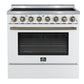 Forno FFSEL601136WHT Forno Paolo 36 Inch White Freestanding Electric Range, Stainless Steel, 5.44 Cu.Ft, True Convection Oven, Energy Efficient