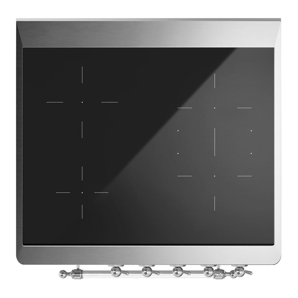 Ilve UMIB30QNR3BKC Ilve Umib30Qnr3Bkc Majestic Iii 30 Inch Induction Range With 4 Elements, 4 Cu. Ft. Oven Capacity (Solid Door, Glossy Black, Chrome)