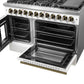 Forno FFSGS635648WHT Forno Galiano 48-Inch French Door Dual Fuel Range, White & Antique Brass Design, 8 Sealed Burners - 107,000 Btu, Griddle, 6.58 Cu.Ft. Double Ovens