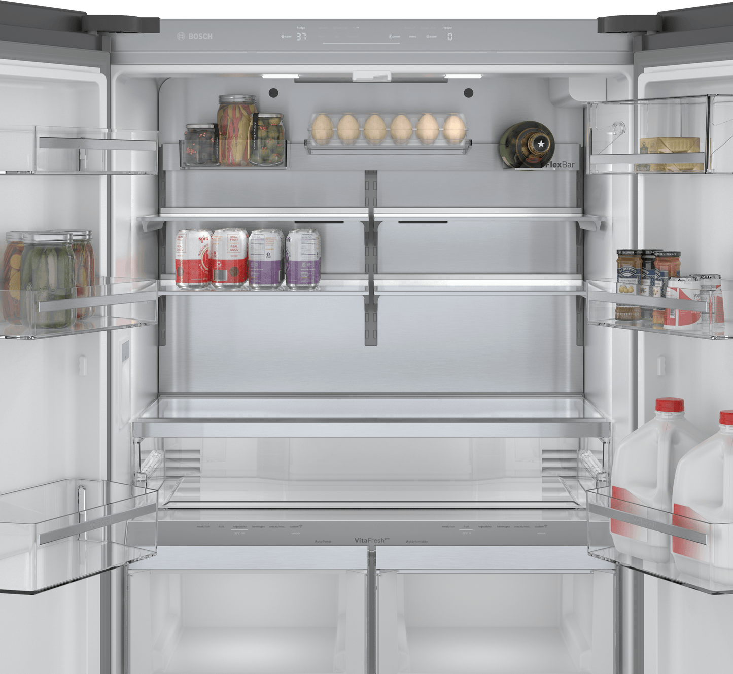 Bosch B36CT84SNB 800 Series, French Door Bottom Freezer, Multi Door, 36'', Black Inox-Antifingerprint