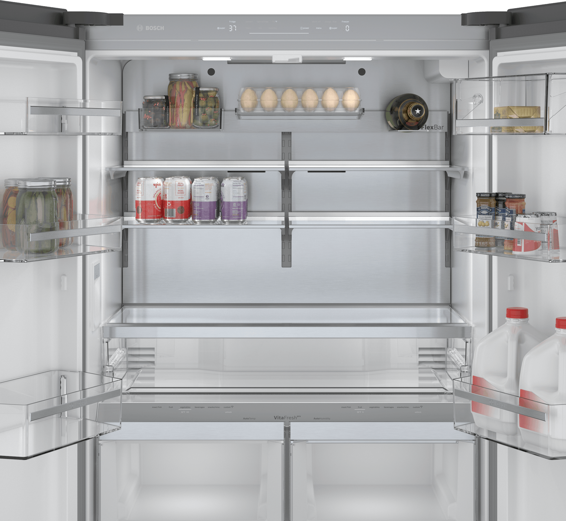 Bosch B36CT84SNB 800 Series, French Door Bottom Freezer, Multi Door, 36'', Black Inox-Antifingerprint