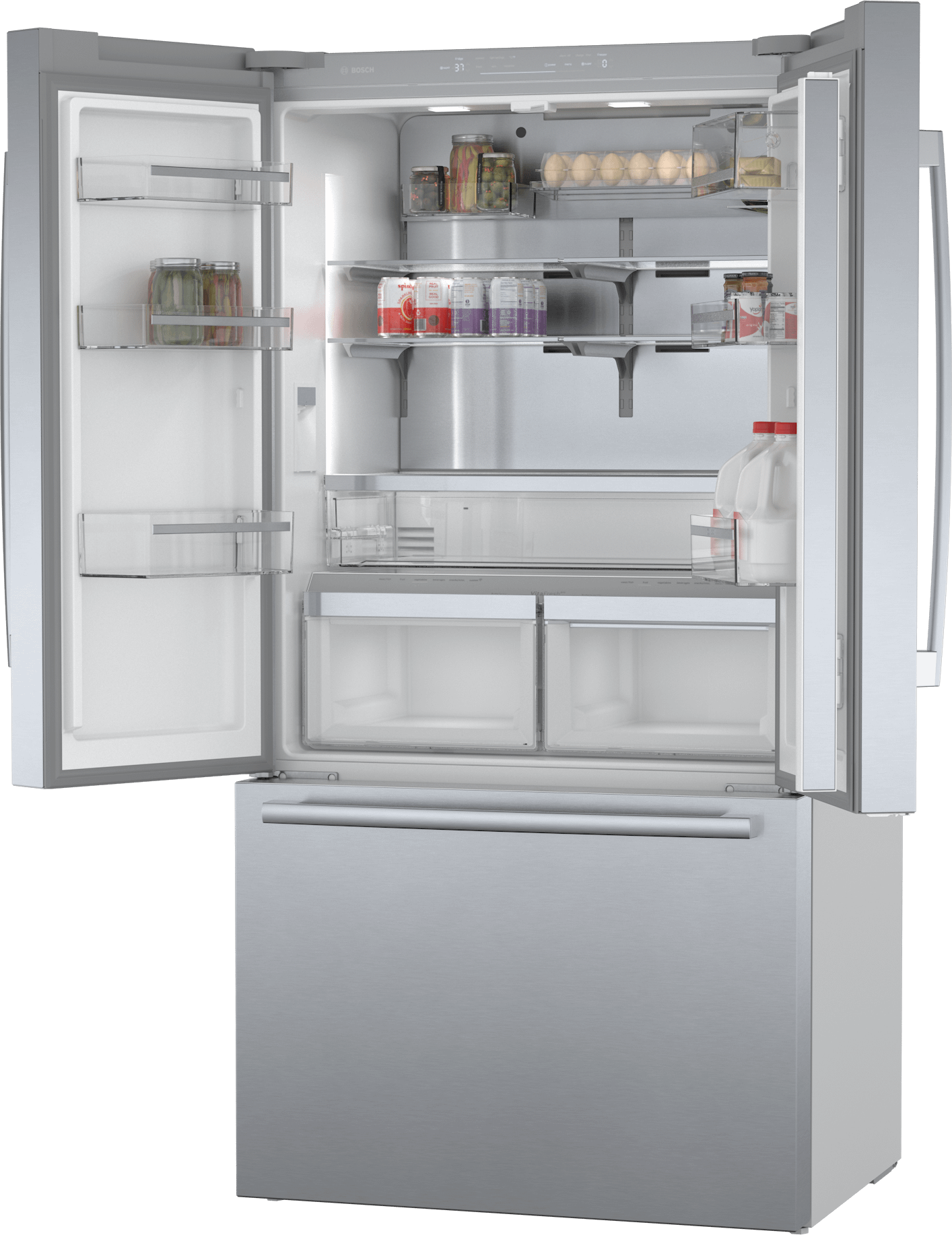 Bosch B36CT84SNS 800 Series, French Door Bottom Freezer, Multi Door, 36'', Brushed Steel (With Anti-Fingerprint)