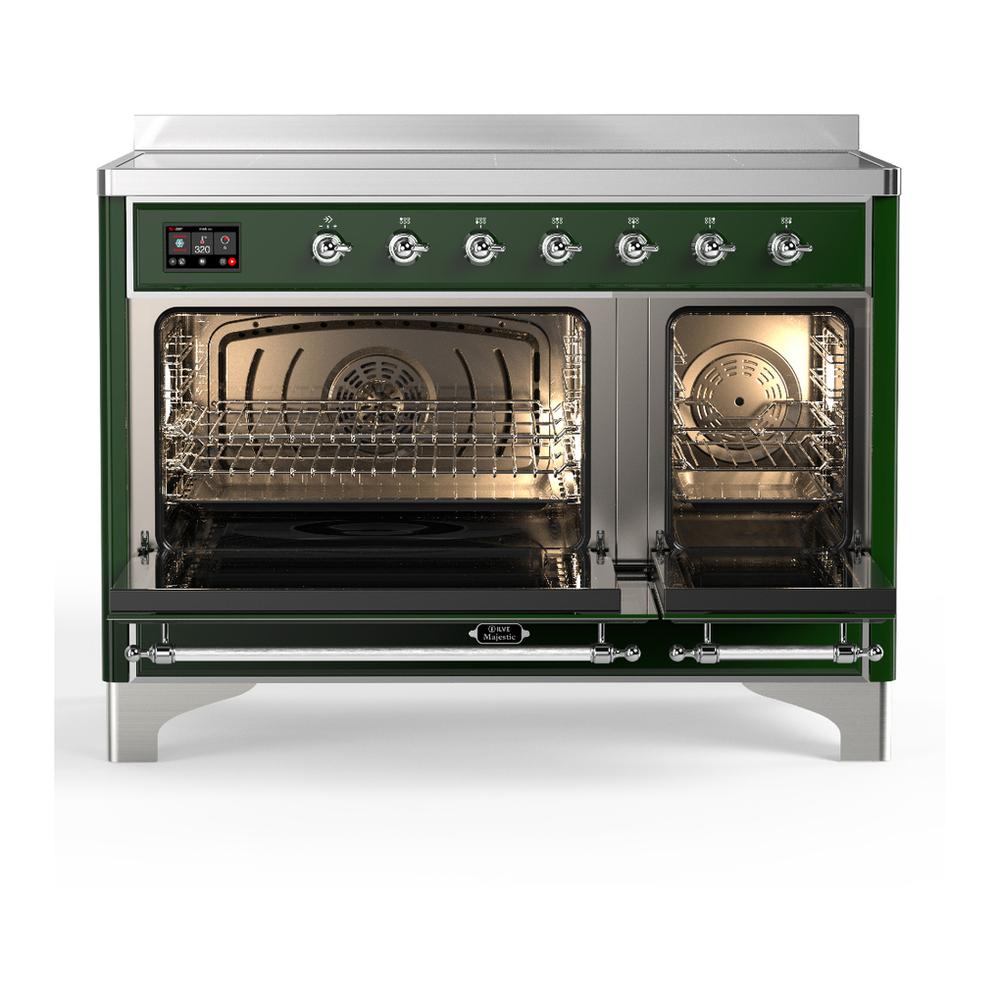 Ilve UMIB48QNR3EGC Ilve Umib48Qnr3Egc Majestic Iii 48 Inch Induction Range With 6 Elements, 5.02 Cu. Ft. Total Oven Capacity (Solid Door, Emerald Green, Chrome)
