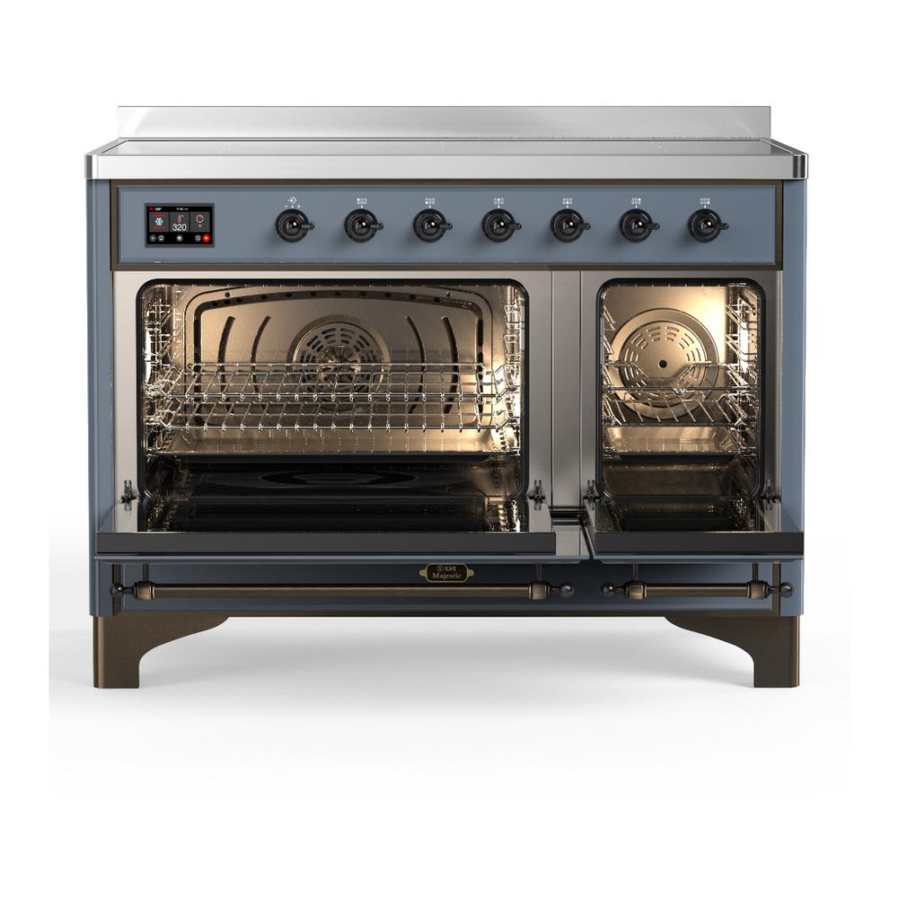 Ilve UMIB48NR3BGB Ilve Umib48Nr3Bgb Majestic Iii 48 Inch Induction Range With 6 Elements, 5.02 Cu. Ft. Total Oven Capacity (Triple Glass Door, Blue Grey, Burnished)