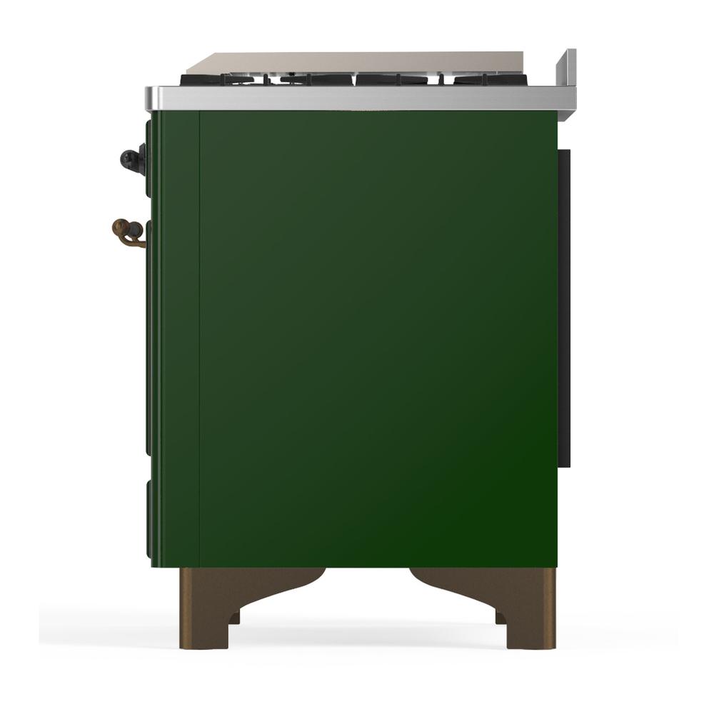 Ilve UM60FNR3EGB Ilve Um60Fnr3Egb Majestic Iii 60 Inch Dual Fuel Range With 9 Burners And Griddle, Dual Function Burner Up To 25,000 Btu (Natural Gas, Triple Glass Door, Emerald Green, Burnished)