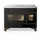 Ilve UMIB48NR3BKB Ilve Umib48Nr3Bkb Majestic Iii 48 Inch Induction Range With 6 Elements, 5.02 Cu. Ft. Total Oven Capacity (Triple Glass Door, Glossy Black, Burnished)