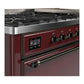 Ilve UM60FQNR3BUBLP Ilve Um60Fqnr3Bublp Majestic Iii 60 Inch Dual Fuel Range With 9 Burners And Griddle, Dual Function Burner Up To 25,000 Btu (Liquid Propane, Solid Door, Burgundy, Burnished)