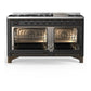 Ilve UM60FQNR3MGB Ilve Um60Fqnr3Mgb Majestic Iii 60 Inch Dual Fuel Range With 9 Burners And Griddle, Dual Function Burner Up To 25,000 Btu (Natural Gas, Solid Door, Graphite Matte, Burnished)