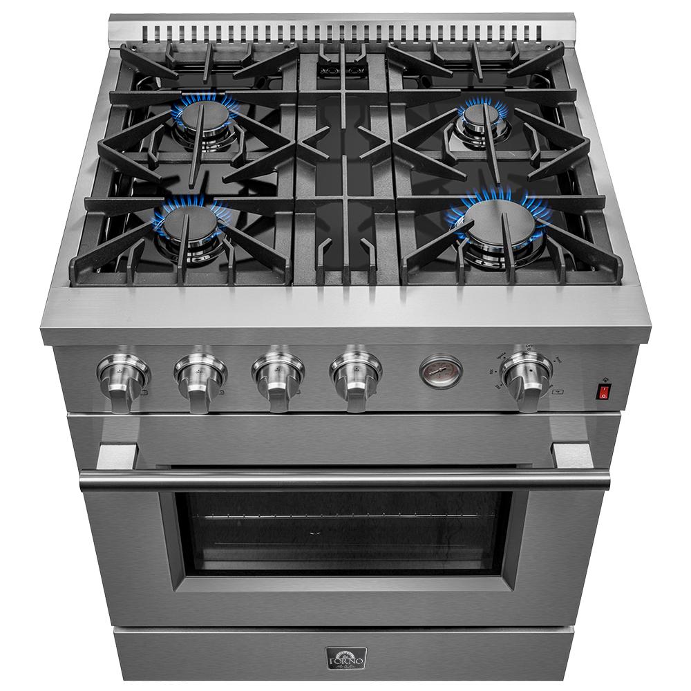 Forno FFSGS627730 Marco 30-Inch Gas Range Stainless Steel, 4 Burners 37,000 Btu, 4.32 Cu.Ft. Convection Oven