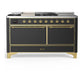 Ilve UM60FSQNR3MGG Ilve Um60Fsqnr3Mgg Majestic Iii 60 Inch Dual Fuel Range With 7 Burners, Griddle And French Top, Dual Function Burner With Up To 25,000 Btu (Natural Gas, Solid Door, Graphite Matte, Brass)